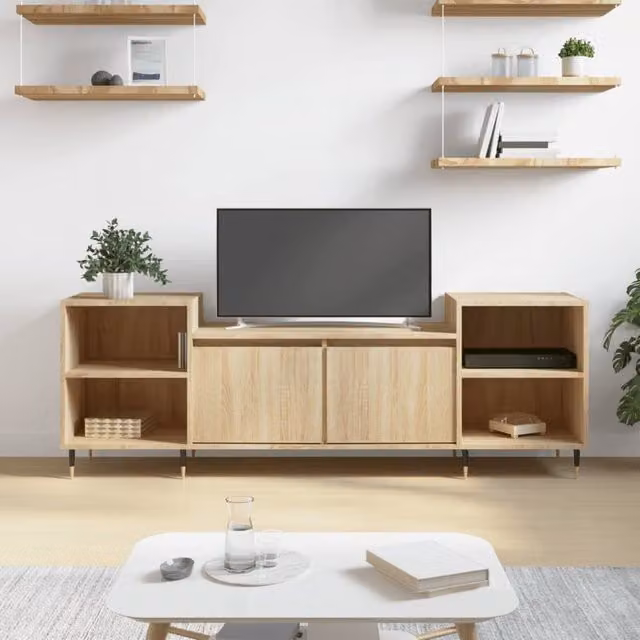Berkfield Home Sonoma Oak TV Cabinet in Brown, W/D/H: 160 x 35 x 55 cm – 1