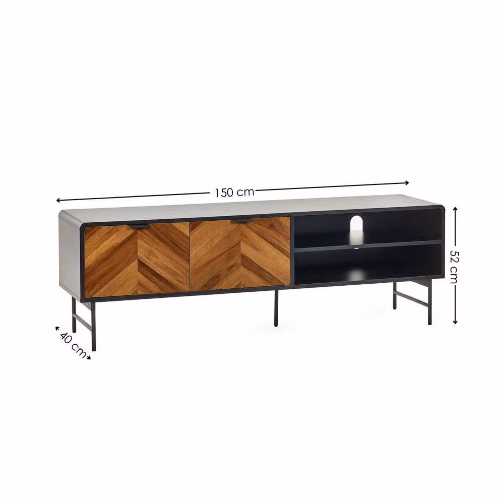 Cheshire Premium Aldwick 65 Inch TV Unit in Black and Natural Brown Wood – 6