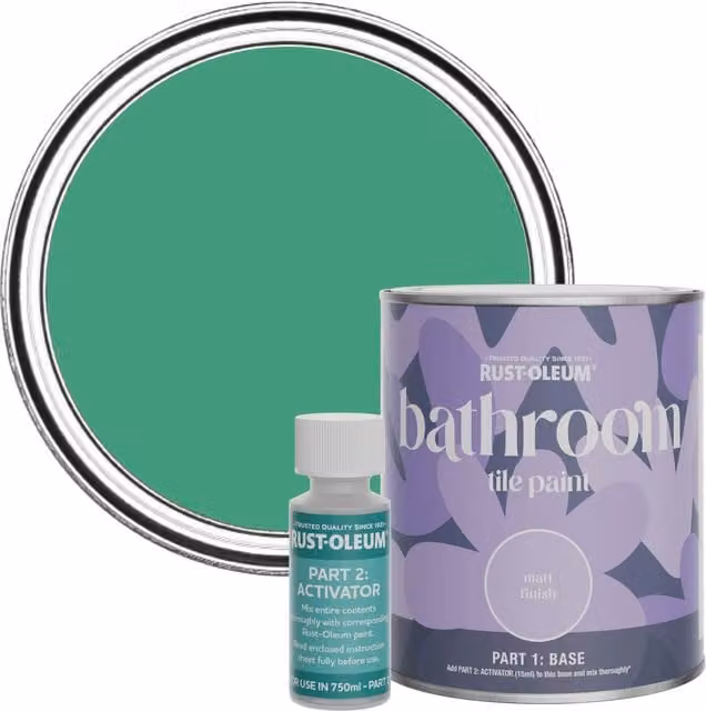 Rust-Oleum Matt Finish Bathroom Tile Paint, Green, 750ml
