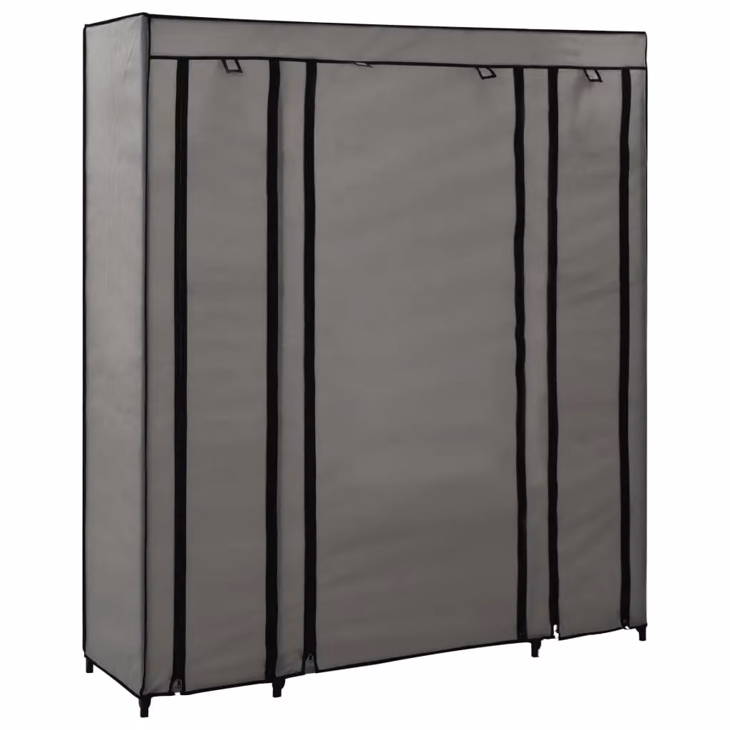 Berkfield Home Grey Fabric Wardrobe with Compartments and Hanging Rod, W/D/H: 150 x 45 x 176 cm – 3