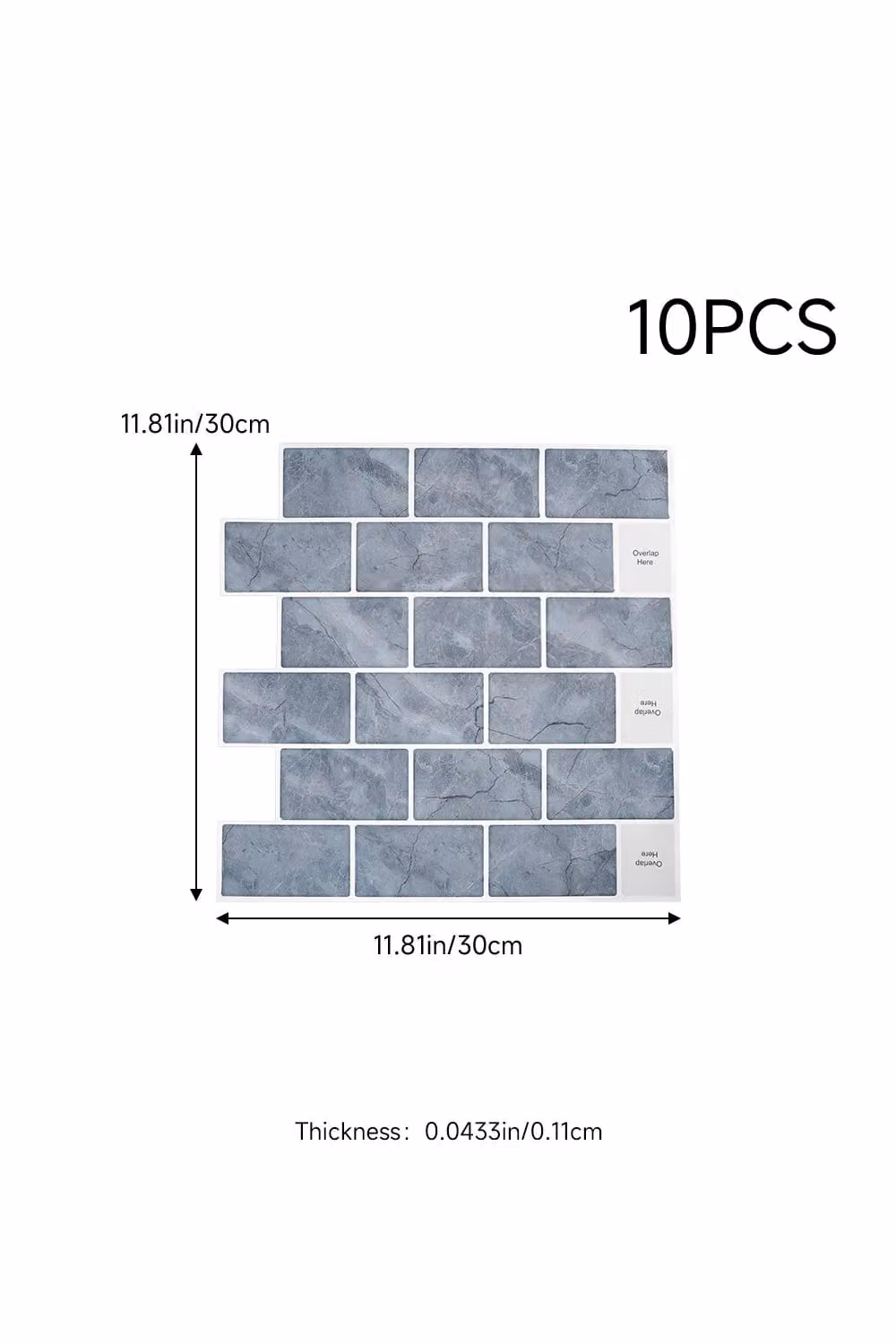 Living and Home 10 Pcs Grey Galaxy Marble 3D Peel and Stick Subway Wall Tile Stickers – 2