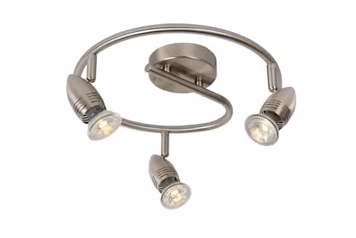 Lucide Caro-LED Ceiling Spotlight in Satin Chrome, Diameter: 31 cm, with 3x5W GU10 Warm White LED Bulbs Included – 1