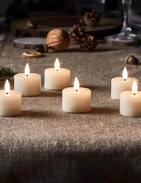 Lights4fun Set of 6 TruGlow LED Mini Votive Candles in Ivory White with Remote Control and Timer