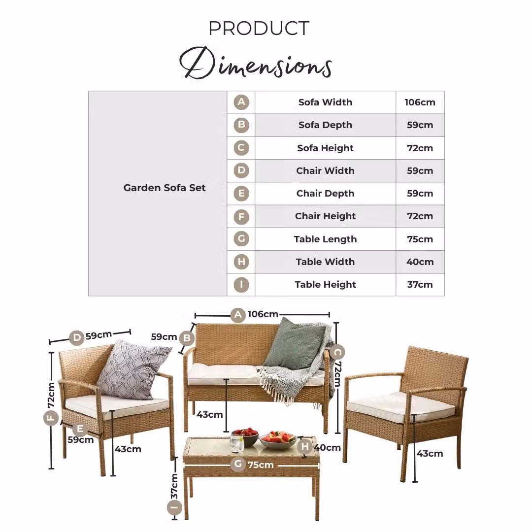 FurnitureboxUK Porto 4 Seat Grey PE Rattan Outdoor Lounge Set with 2 Seater Sofa, 2 Armchairs, Coffee Table and Cushions – 6