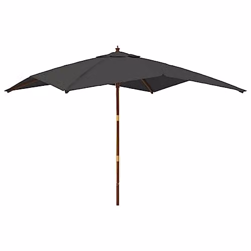 vidaXL Garden Parasol with Wooden Pole in Anthracite, W/D/H: 300 x 300 x 273 cm – 1
