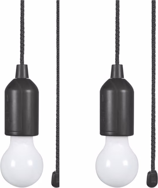 Computerstar Pair of Black LED Portable Hanging Rope Lights with Pull Chain and Hook