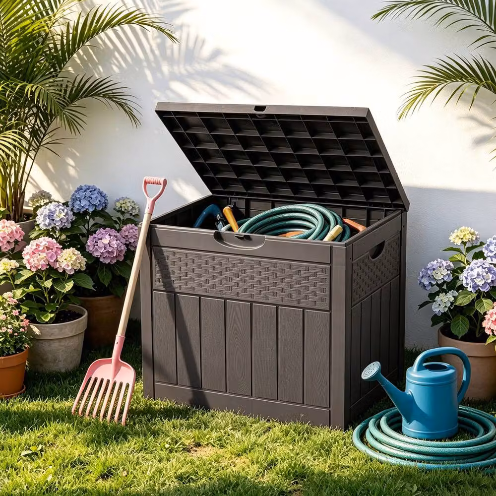 Living and Home 126L PP Garden Storage Box with Combination Padlock in Grey – 4