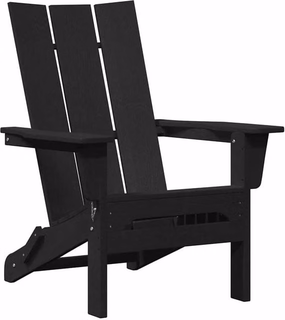 Berkfield Home Folding Adirondack Chair in Black, W/D/H: 74.5 x 80.5 x 90 cm