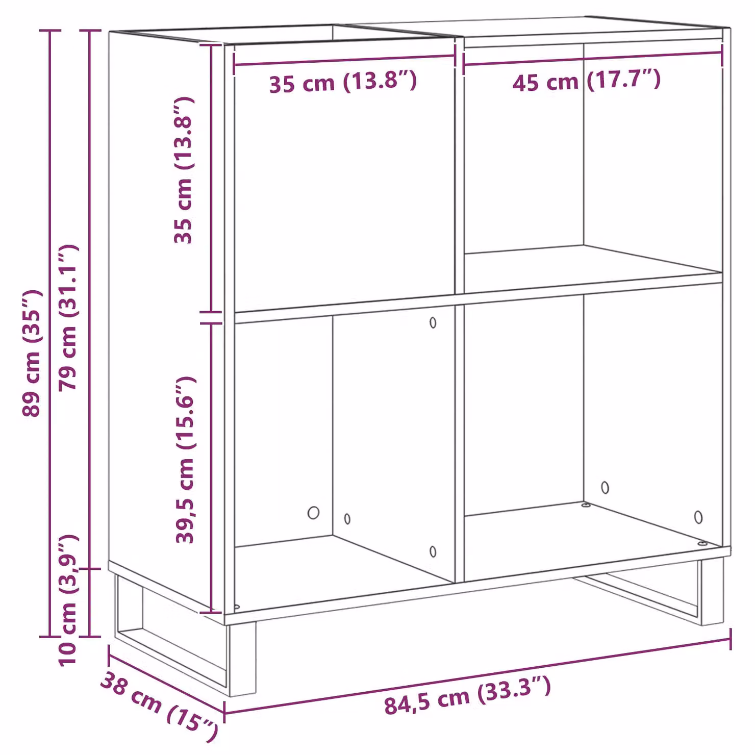 Berkfield Home Modern Record Cabinet in Brown Oak Wood, W/D/H: 84.5 x 38 x 90 cm – 5