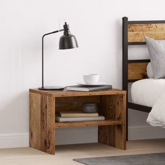 Berkfield Home Set of 2 Rustic Bedside Cabinets in Brown, W/D/H: 40 x 30 x 30 cm – 1