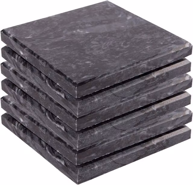 Argon Tableware Black and White Marble Square Coasters, Pack of 6, Diameter: 10 cm – 6