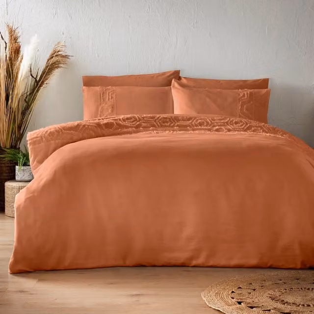 Velosso Modern Orange Polyester Duvet Cover, W/D/H: 200 x 180 cm