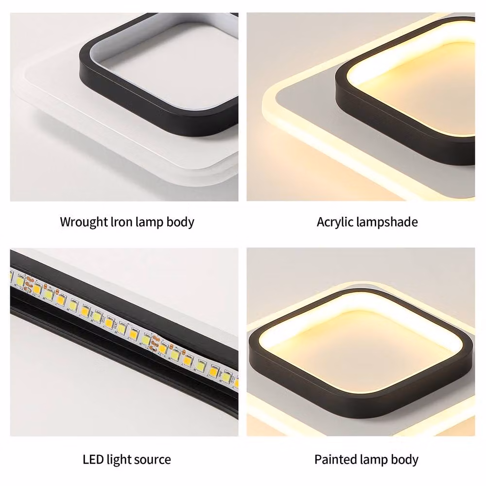 COMELY Modern 24W LED Square Ceiling Light in Black or White with Warm White 3000K Illumination – 5