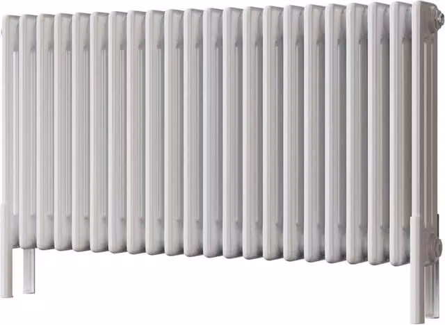 UK Radiators Alpha White 3 Column Traditional Cast-Iron Style Steel Radiator with Feet, W: 999 mm, H: 500 mm – 1