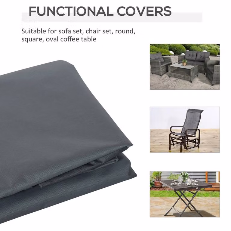 NESTLUNE Grey Polyester Patio Furniture Cover W: 200 cm, D: 86 cm, H: 82 cm