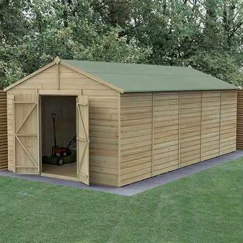 Forest Garden Brown Wooden Apex Gable Shed with Double Doors and Floor W/D/H: 304.8 x 244.1 x 210.0 cm – 2