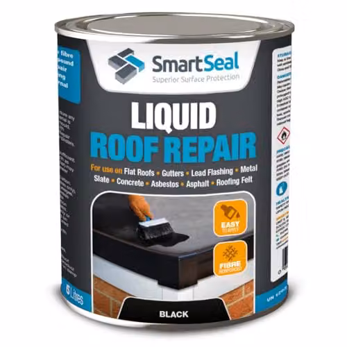 SmartSeal Liquid Roof Repair Black 5 Litre Waterproof Sealer for Flat Roofs, Gutters and Metal Surfaces