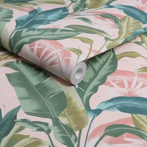 Graham & Brown Envy Leaf It Out Twilight Pink Tropical Floral Wallpaper – 3