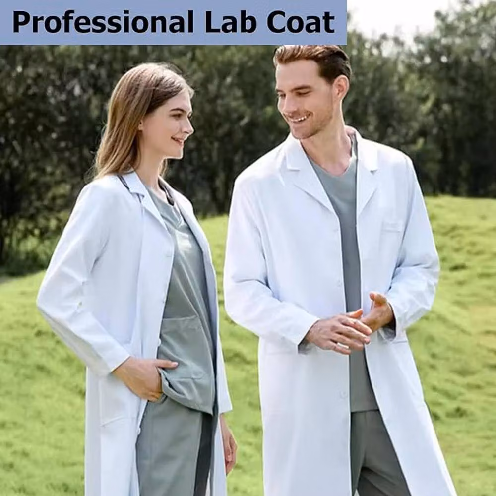 ATEK Unisex White Cotton Polyester Medical Lab Coat, Size: Medium – 2