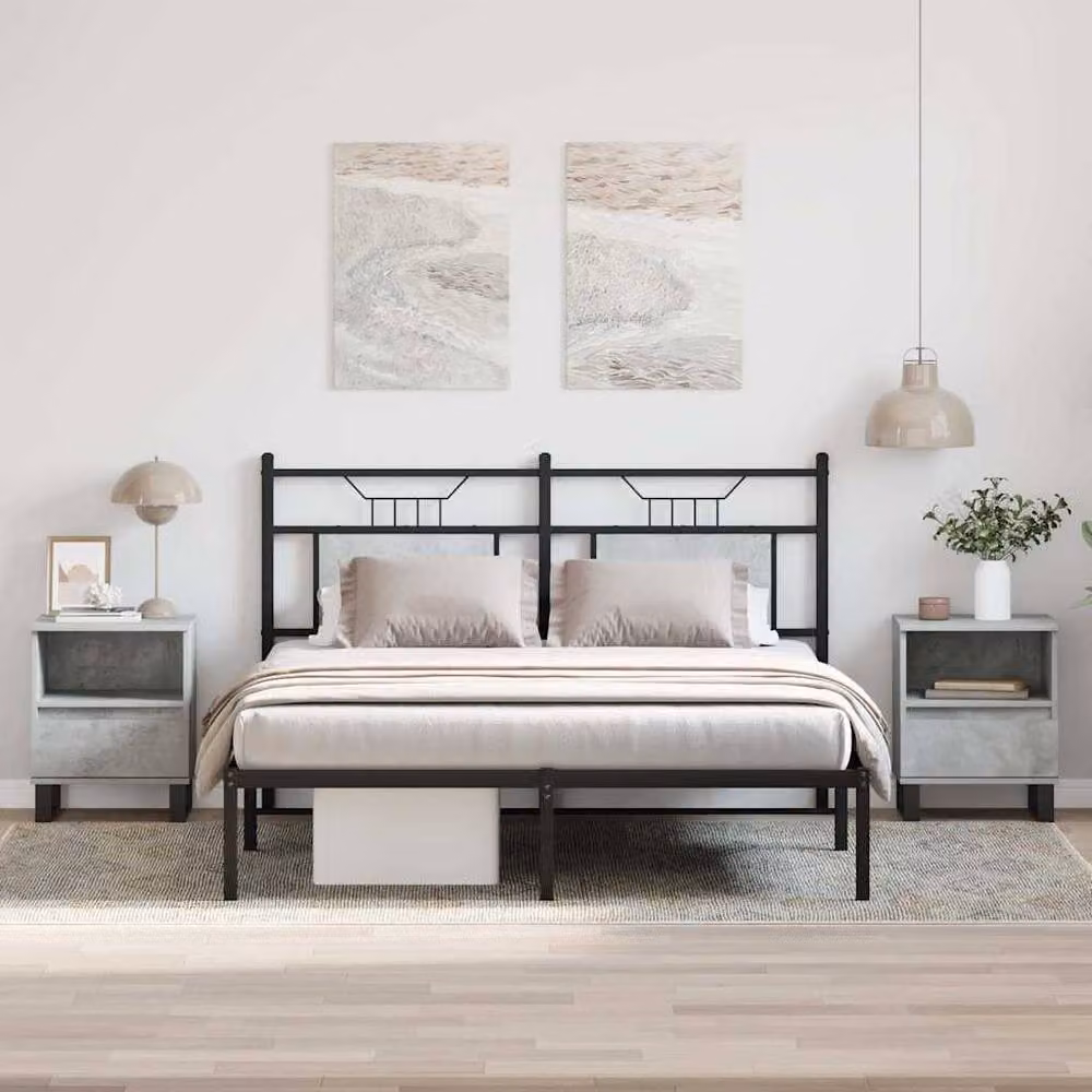 Berkfield Home Set of 2 Modern Bedside Cabinets in Concrete Grey, W/D/H: 40 x 35 x 50 cm – 2