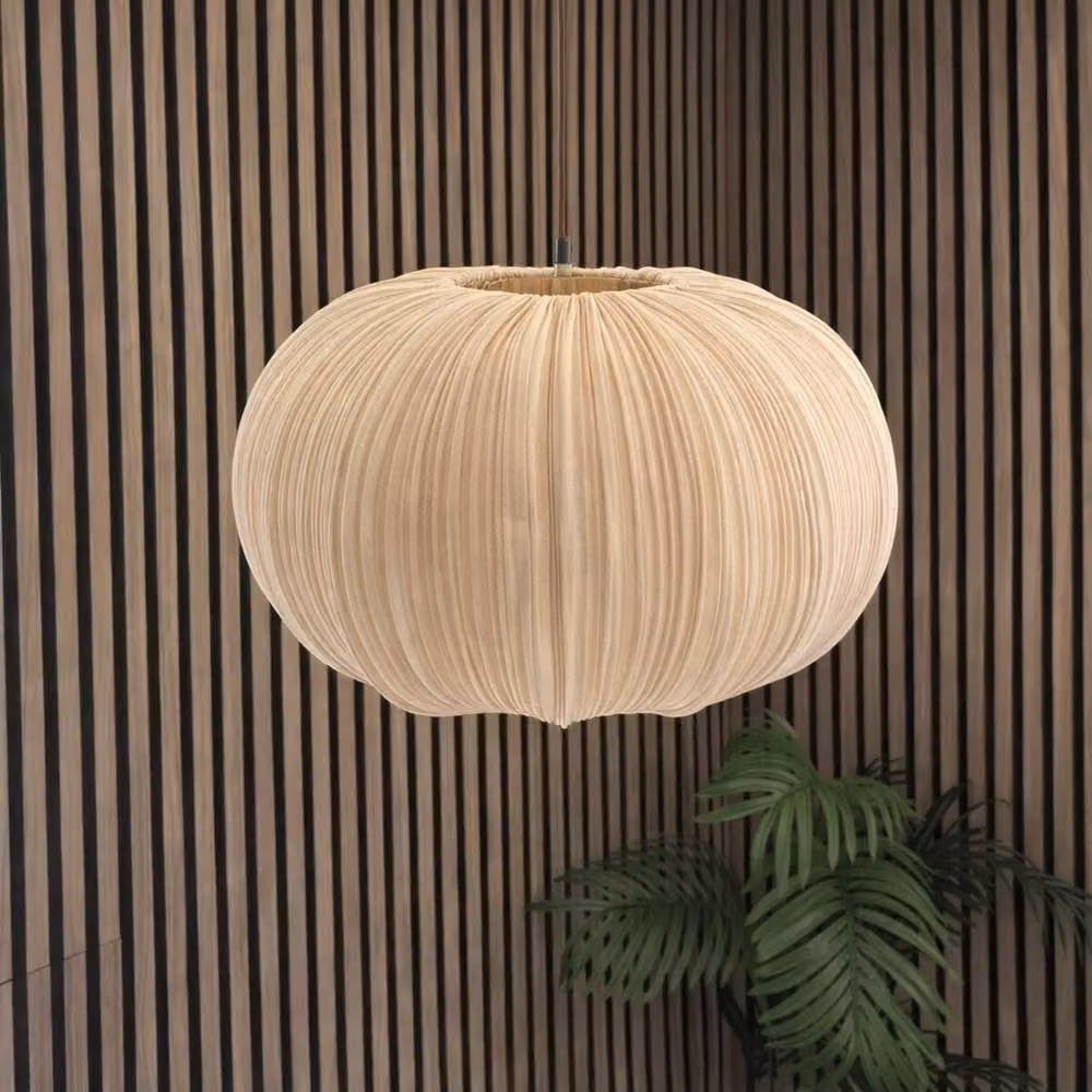 CGC Lighting Palmira Large Oval Stretch Ruffled Silk Fabric Lampshade in Beige and Gold – 3