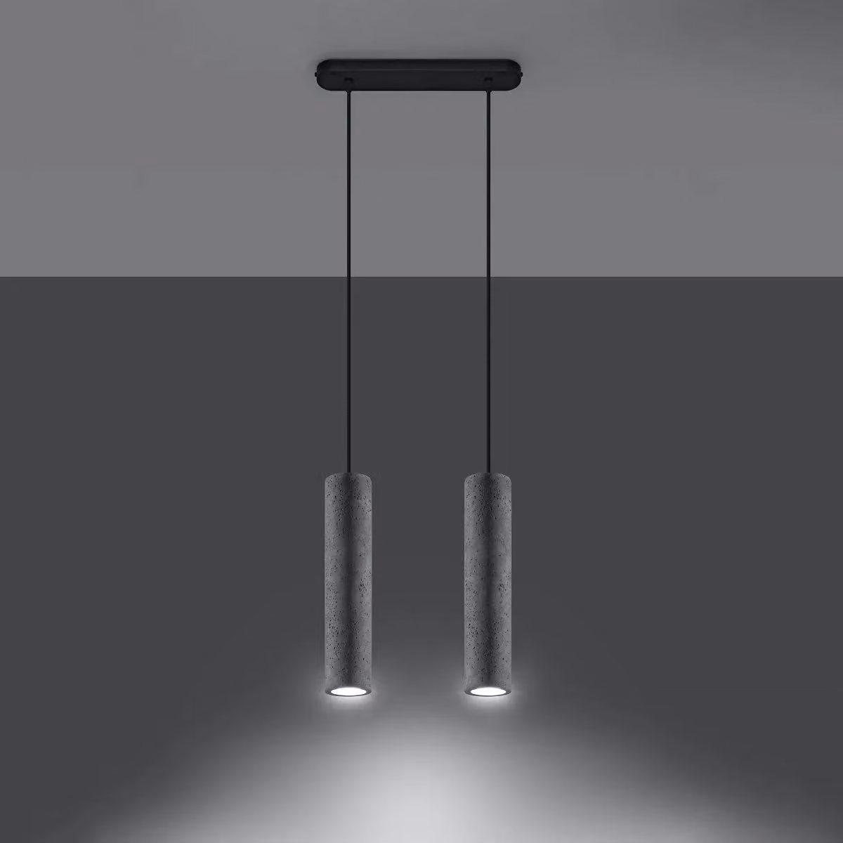 Sollux Lighting Industrial Grey Concrete Suspended Pendant Lamp with 2 Lights, W/D/H: 90 x 30 x 6 cm – 3