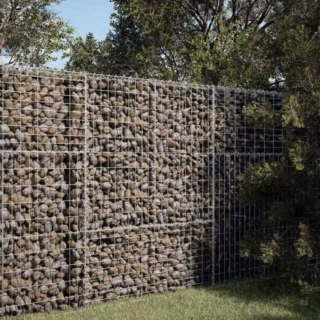 Berkfield Home Silver Galvanised Steel Gabion Basket with Cover, W: 100 cm, D: 50 cm, H: 150 cm