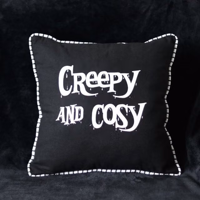 Kingsbury Gifts Creepy and Cosy Striped Square Cushion in Black and White with Removable Cotton and Polyester Cover – 1