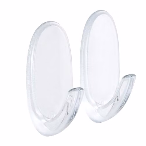 3M Command Small Transparent Hooks with Adhesive Strips, Pack of 2 Hooks and 4 Strips, Holds up to 450 g – 2