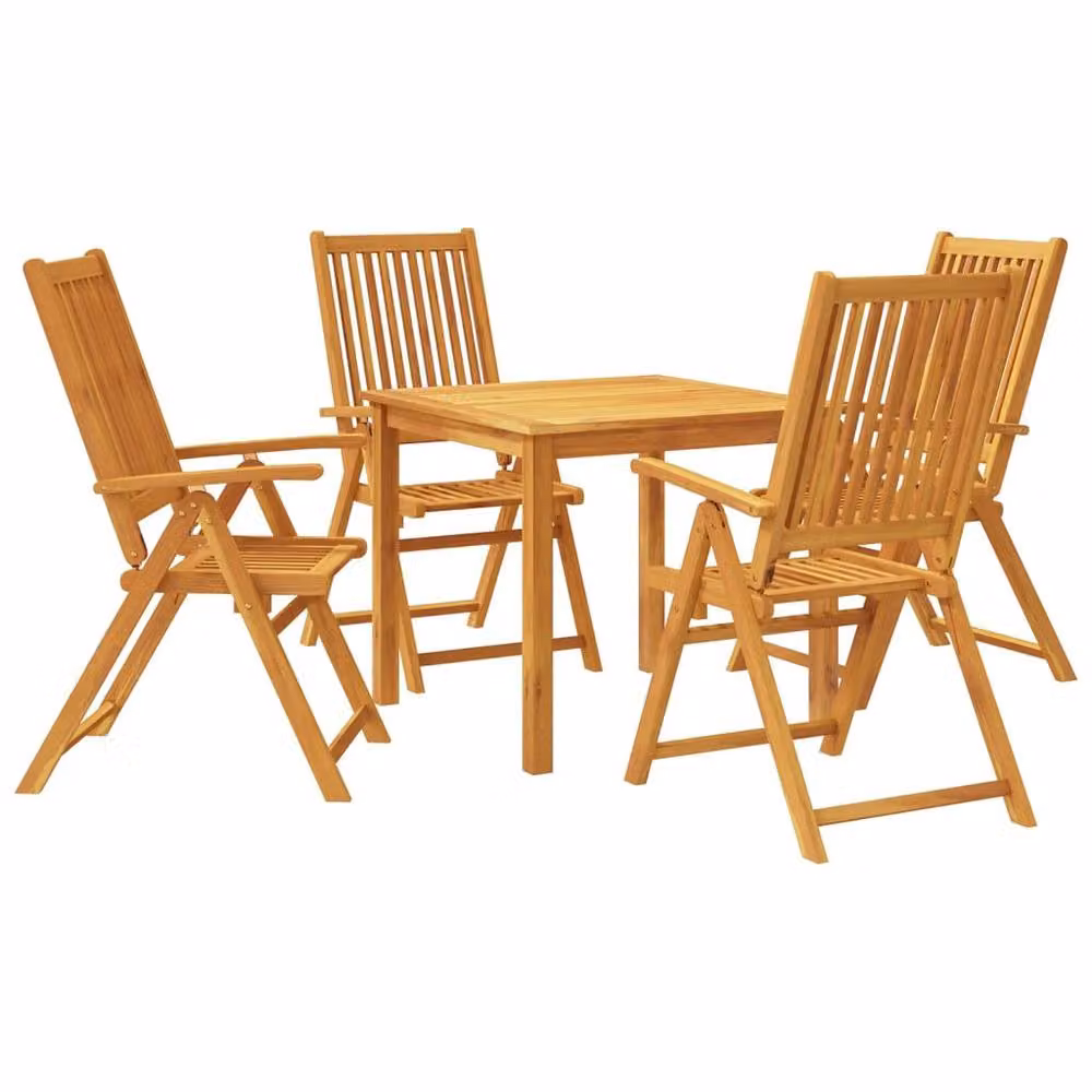 Berkfield Home Beautiful 5 Piece Acacia Wood Garden Dining Set in Brown – 2