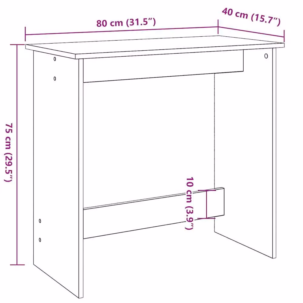 Berkfield Home Modern Black Writing Desk in Engineered Wood, W/D/H: 80 x 40 x 75 cm – 7