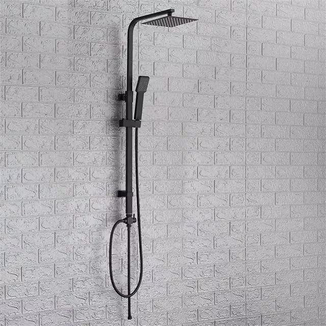 Havendro Square Twin Head Shower Kit with Mixer Rail, Hand Shower and Rain Shower Head in Matt Black, W/D/H: 1000 x 400 mm
