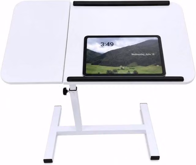 MANTRARAJ Adjustable Height Office Desk with Moveable Top and Castors, White – 1