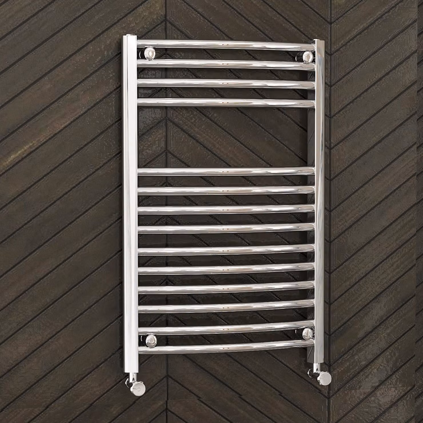 Royal Bathrooms Arno Curved Ladder Heated Towel Rail, Chrome, W/H: 80 x 30 cm