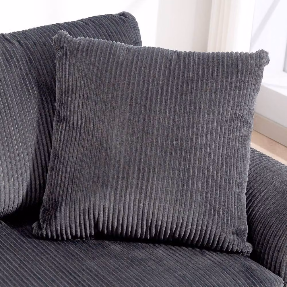 Wyld Haus Mimi Grey Corduroy 3 Seater Sofa with Scatter Cushions W: 212 cm, D: 80 cm, H: 88 cm – 5
