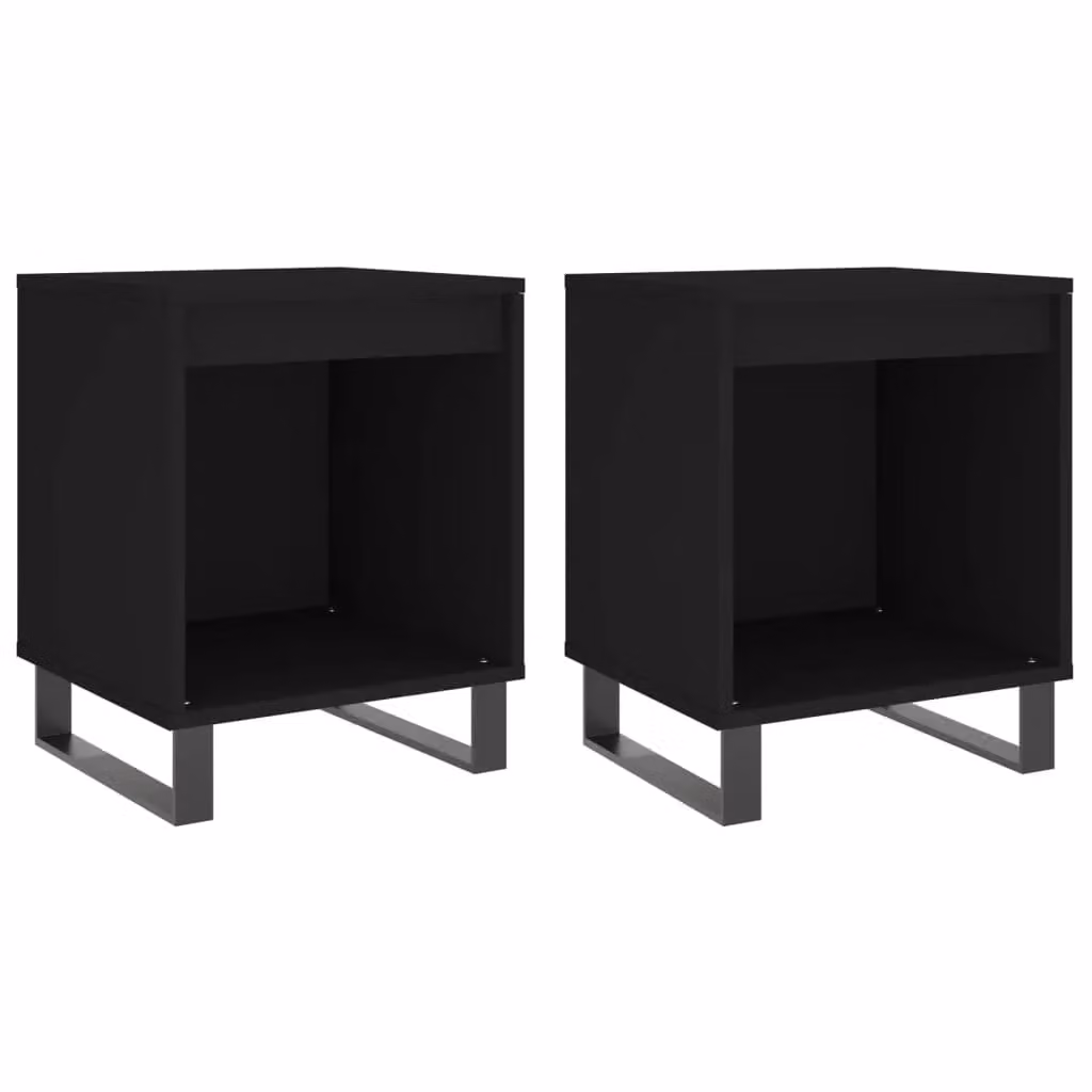 Berkfield Home Set of 2 Modern Black Bedside Cabinets, W/D/H: 40 x 35 x 50 cm – 1