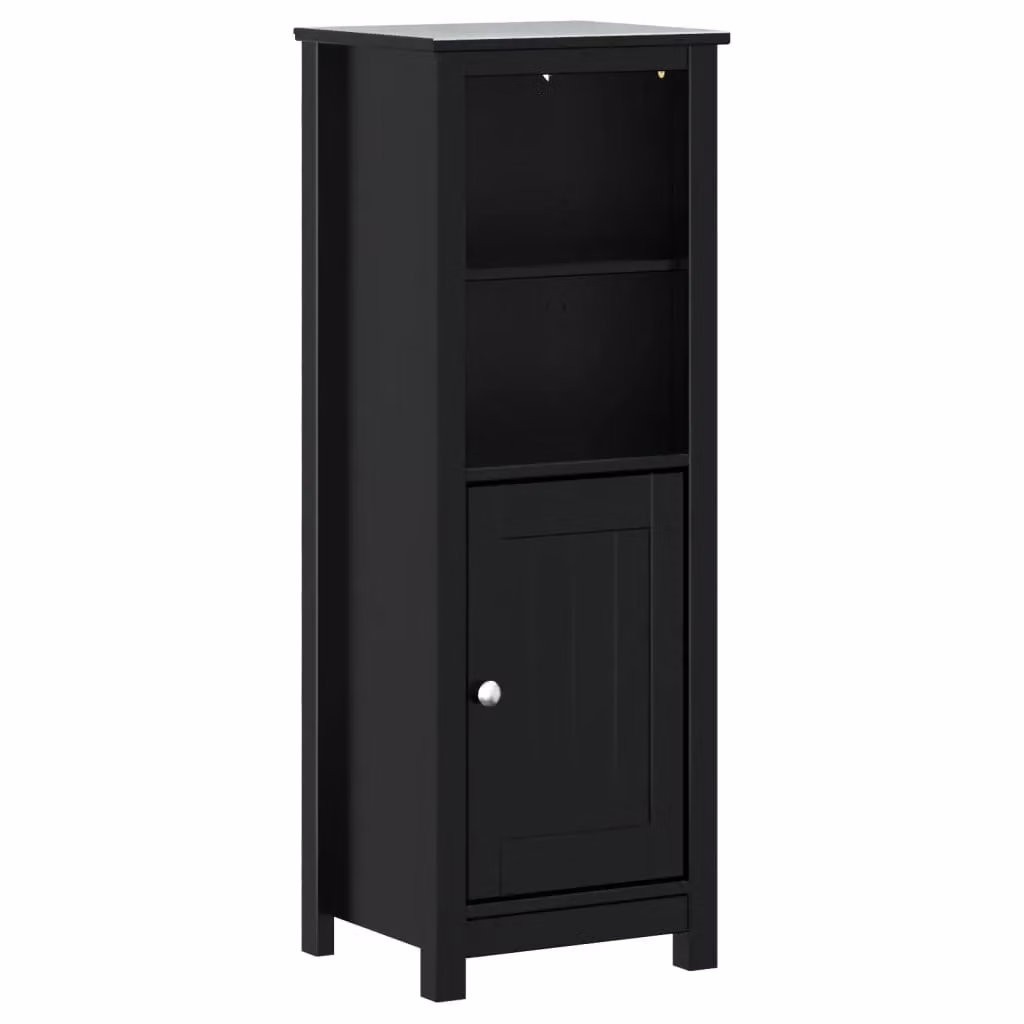 Berkfield Home BERG Black Wall Mounted Bathroom Cabinet in Solid Pine Wood, W/D/H: 40 x 34 x 110 cm – 2