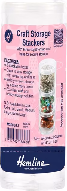 Hemline Craft Storage Stackers, Transparent, 42cl, Pack of 3