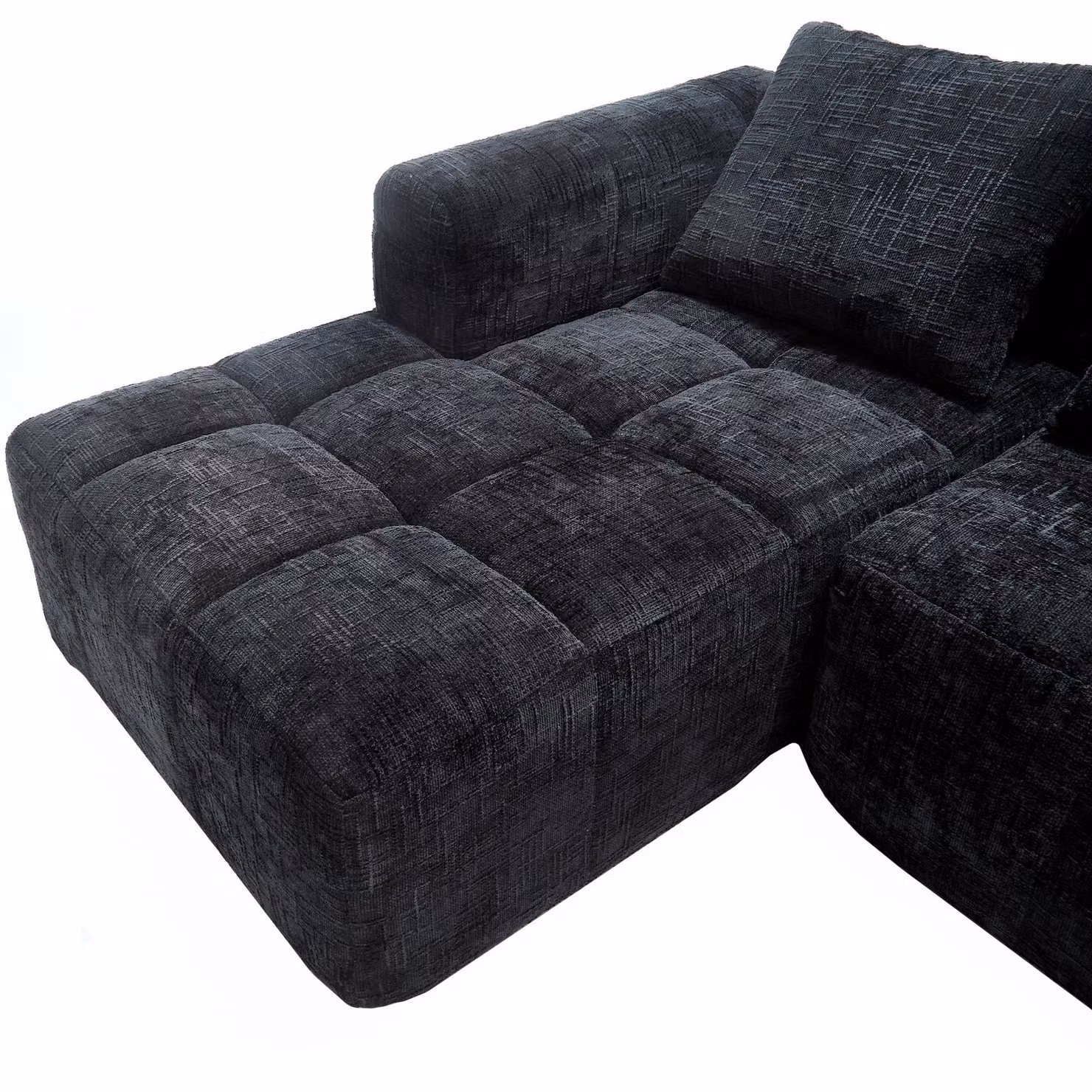 Aosom UK Oversized Modular L-Shaped Sleeper Sofa in Black, Reversible Fabric Sectional with Deep-Seated Design and Hidden Side Pockets, W/D/H: 250 x 158 x 60 cm – 8