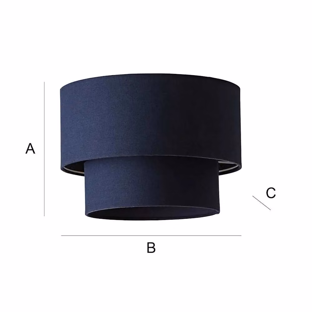 ValueLights Jodie Two Tier Blue Fabric Drum Ceiling Pendant Light Shade – 4
