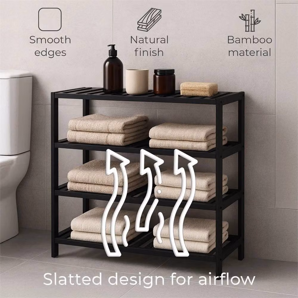 Ventryn Black 4 Tier Metal Freestanding Stackable Shoe Rack W/D/H: 50 x 50 x 42 cm – 2