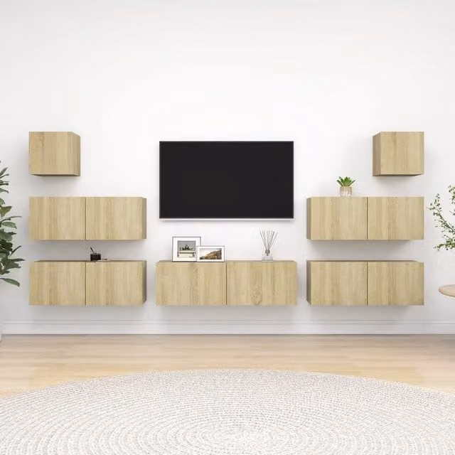Berkfield Home 7 Piece Modern Sonoma Oak TV Cabinet Set in Brown