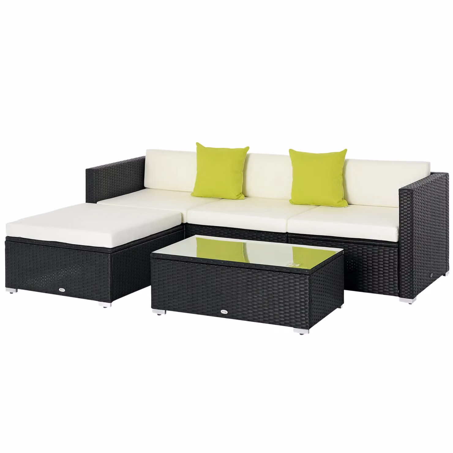 Outsunny 5 Piece Black Rattan and Metal Wicker Sectional Sofa Set – 3