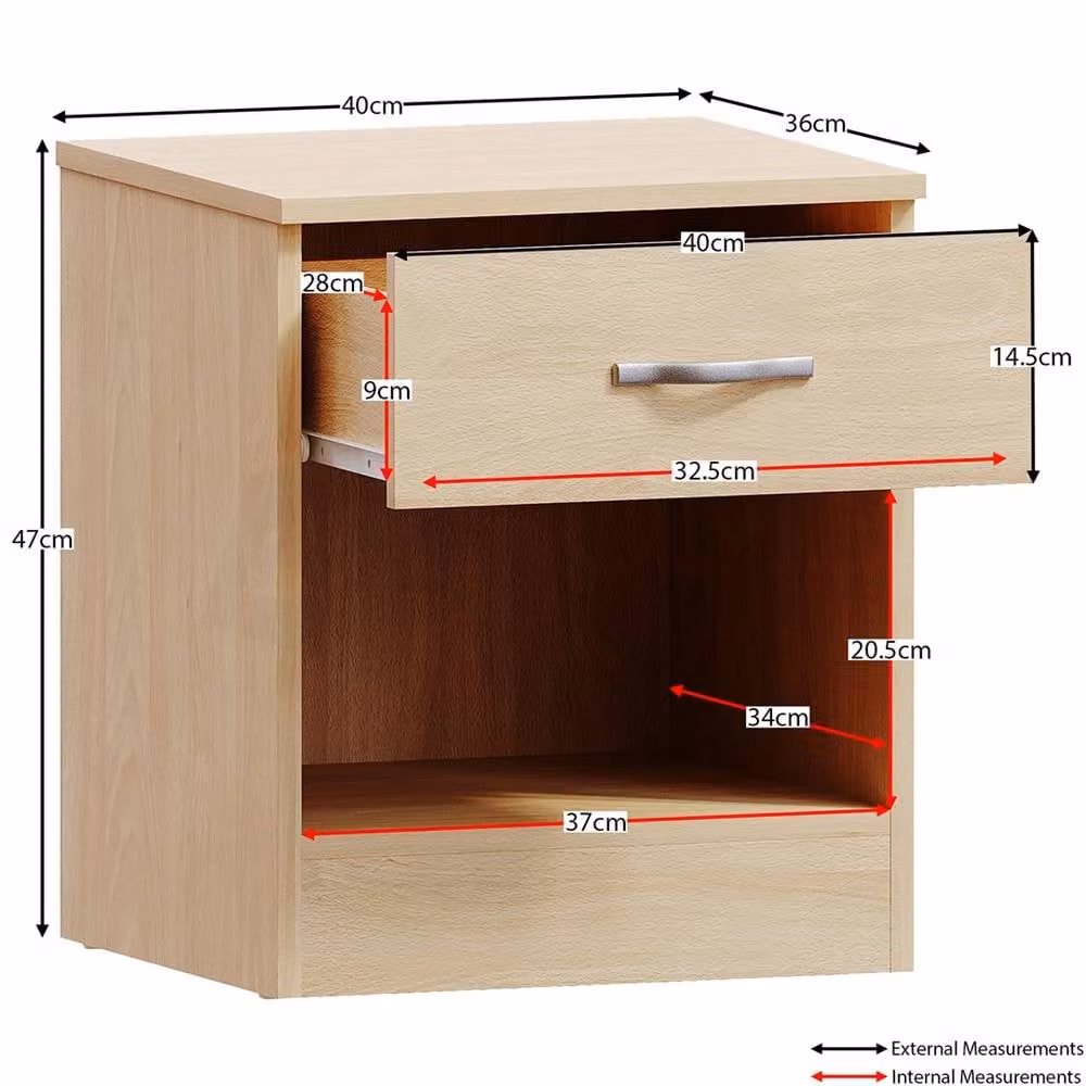 FORGEVIO Modern 1 Drawer Chest of Drawers in Sand Beige Wood – 2