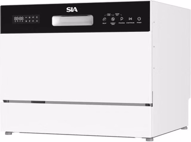SIA TTD6WH White Table Top Dishwasher with 8 Programs and 6 Place Settings