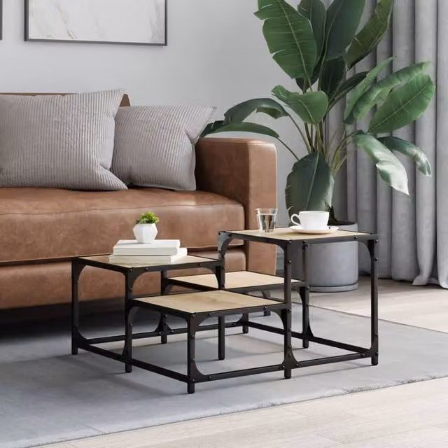 Berkfield Home Sonoma Oak Coffee Table in Brown, W/D/H: 68 x 68 x 40 cm – 1