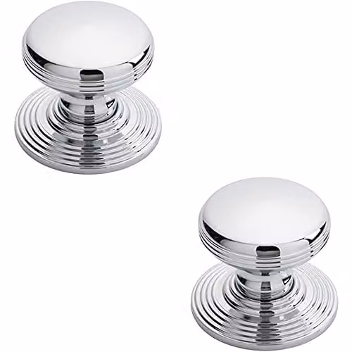 Loops 2 Pack Smooth Ringed Cupboard Door Knobs in Polished Chrome