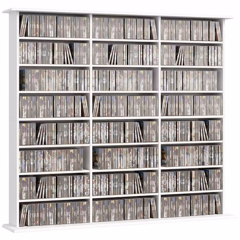 HOMCOM White Media Storage Shelf with 24 Compartments and Adjustable Shelves – 2