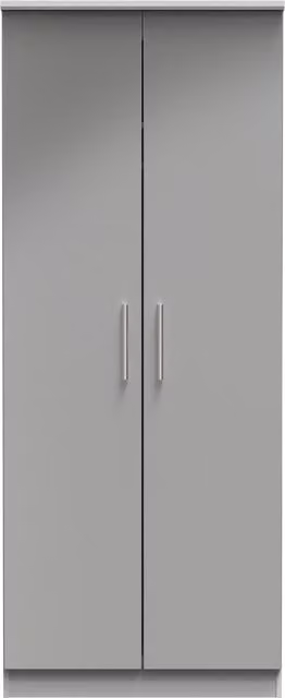 Knightsbridge Ready Assembled Plain Wardrobe in Grey Gloss, Width: 76.2 cm