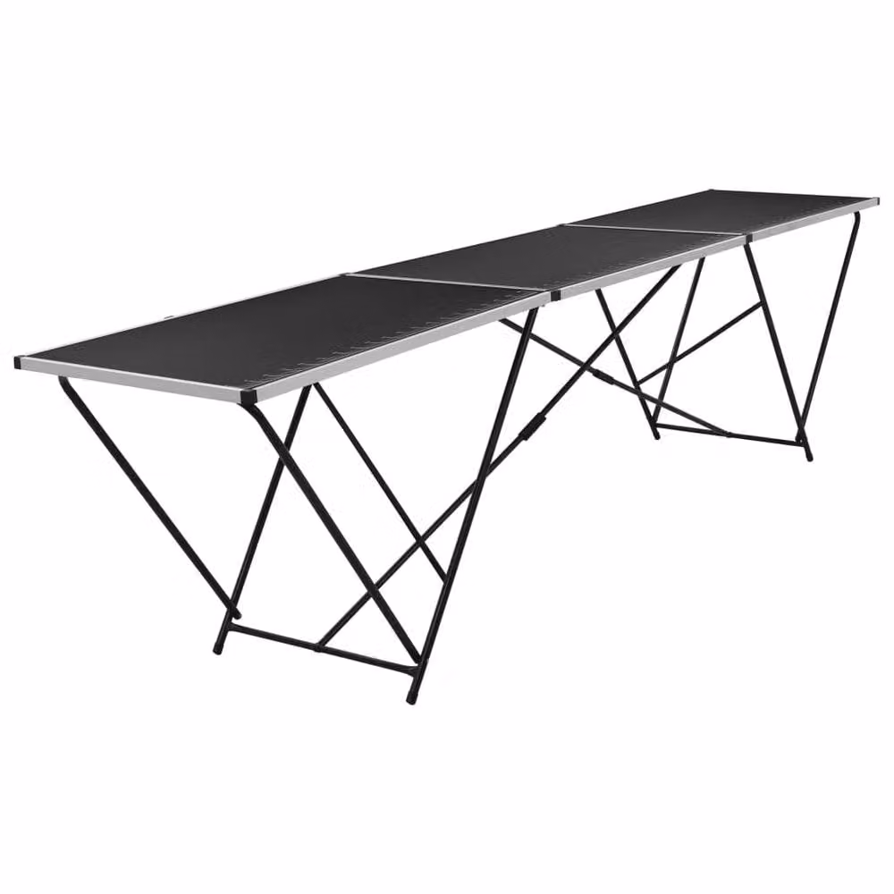 Berkfield Home Folding Pasting Table in Black MDF and Aluminium, W: 300 cm, D: 60 cm, H: 78 cm – 1